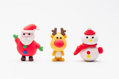 Close-up of stuffed toy against white background