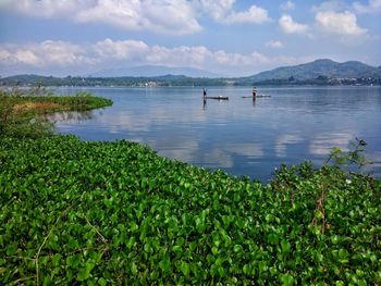 Scenic view of lake against sky