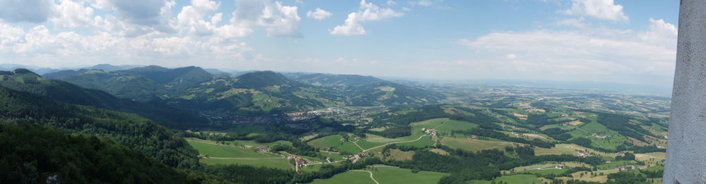 Scenic view of landscape against cloudy sky