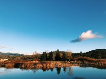 Scenic view of lake against sky