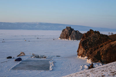 Scenic view of sea against clear sky