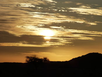 Scenic view of silhouette landscape against sky during sunset