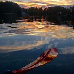 Cropped image of lake at sunset