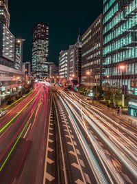 Light trails in city at night