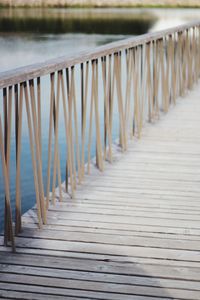 Wooden pier on footpath