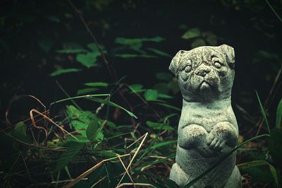 Close-up of statue on field