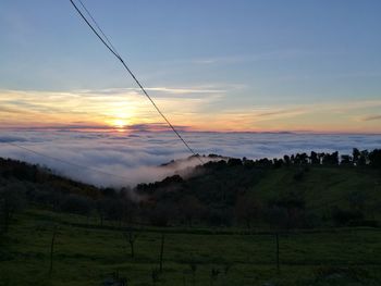 Scenic view of landscape against sky during sunset