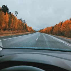 Road seen through car windshield