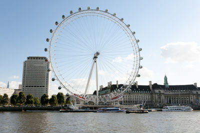 Ferris wheel in city against sky