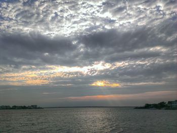 Scenic view of sea against cloudy sky