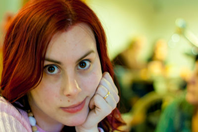 Close-up portrait of beautiful young woman