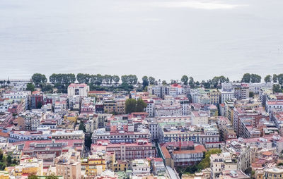 High angle view of townscape against clear sky