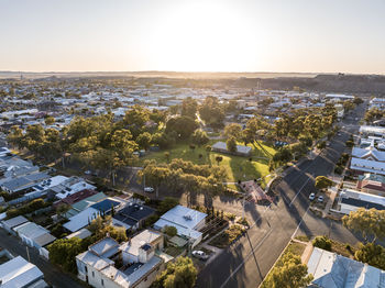 Drone view of sturt park in the outback mining town of broken hill, new south wales, australia.