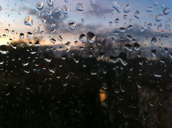 Close-up of water drops on glass