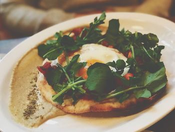 Close-up of breakfast served in plate