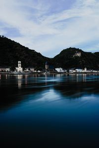 Scenic view of lake against sky