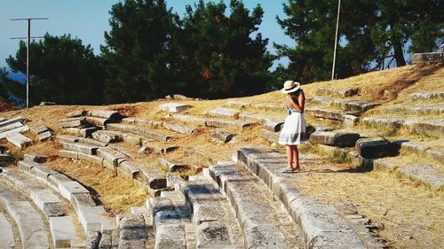Man with umbrella on tree