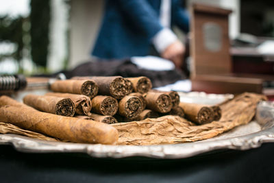 Close-up of food on table