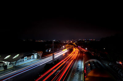 Light trails on highway at night