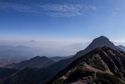 Scenic view of mountains against clear sky