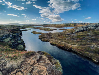 Scenic view of lake against sky