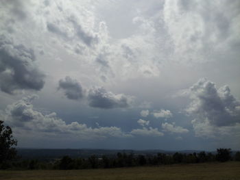 Scenic view of field against cloudy sky