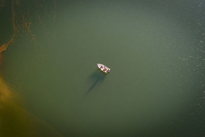 High angle view of boat in a lake