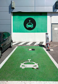 Signs at electric vehicle charging station