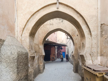 Arched passageway or alley in medina in marrakech