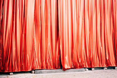 Close up of red curtain