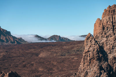 Scenic view of mountains against clear sky