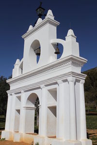 Low angle view of church against clear sky