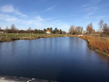 Scenic view of lake against sky