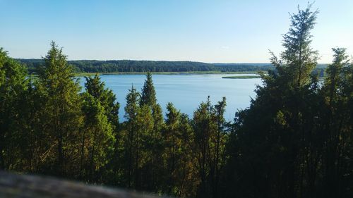 Scenic view of lake against clear sky