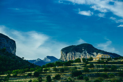 Scenic view of mountains against sky