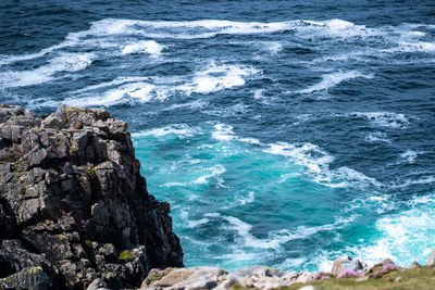 High angle view of rocks on beach