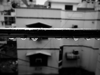 Close-up of water drops on roof