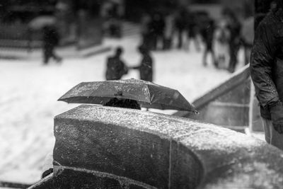 Close-up of wet metal during winter