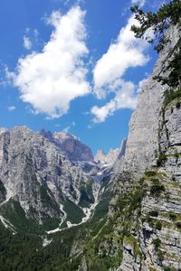 Scenic view of mountains against cloudy sky