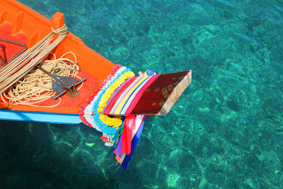 High angle view of boat in swimming pool