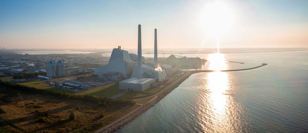 Aerial view of the eco esg green power station.