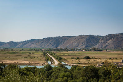 Scenic view of landscape against clear sky