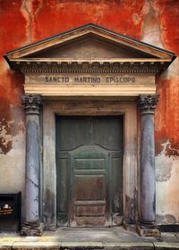 Closed door of old building