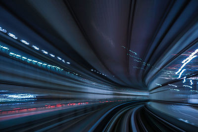 Light trails on road at night