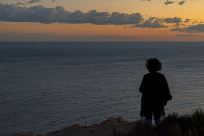 Rear view of man standing on beach