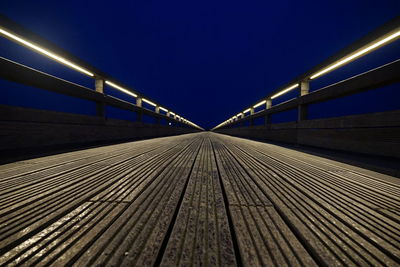 Surface level of footbridge against clear sky