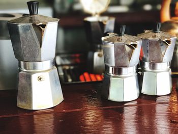 Espresso makers on table