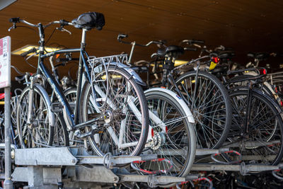 Bicycles in parking lot