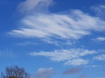 Low angle view of clouds in blue sky