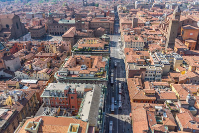 High angle view of buildings in city